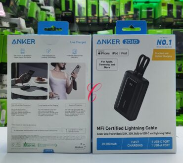 Anker 20,000mAh 30W  Zolo power bank with built in Type C and lightning cables