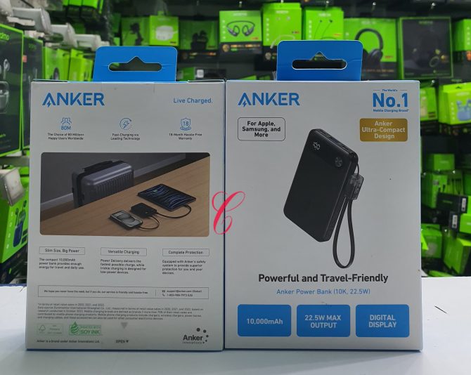 Anker 10,000mAh 22.5W ultra compact powerful and power bank with digital display